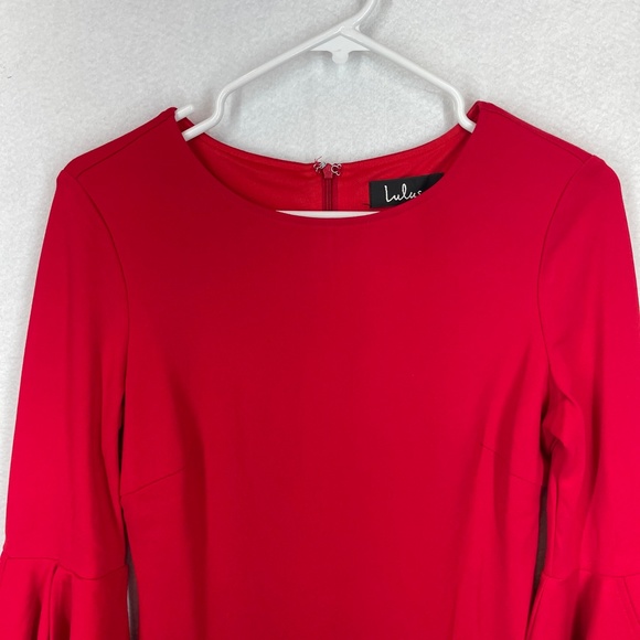Lulus Women's Bodycon Dress Bell Sleeve Lined Red Size M - Picture 2 of 15